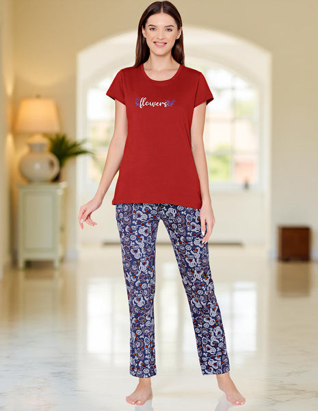 Bodycare Womens Combed Cotton Tshirt & Pyjama Set BSLS11033