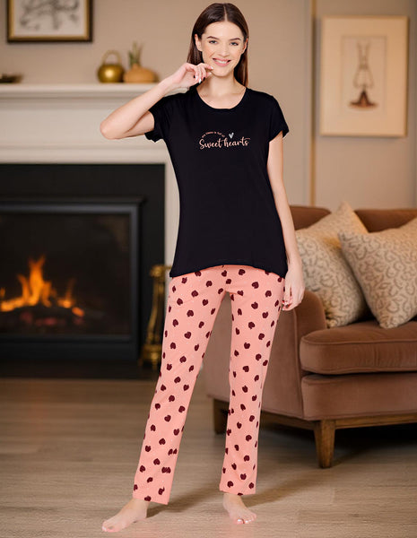 Bodycare Womens Combed Cotton Tshirt & Pyjama Set BSLS11035