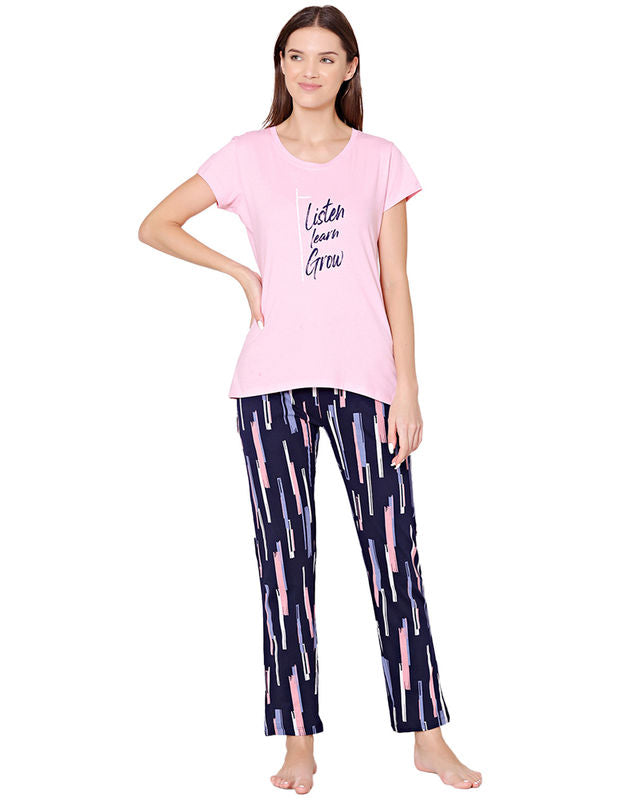 Bodycare Womens Combed Cotton Tshirt Pyjama Set BSLS11036