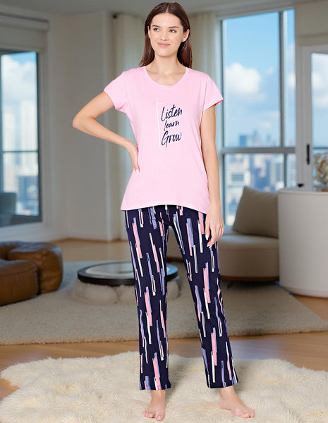 Bodycare Womens Combed Cotton Tshirt & Pyjama Set BSLS11036
