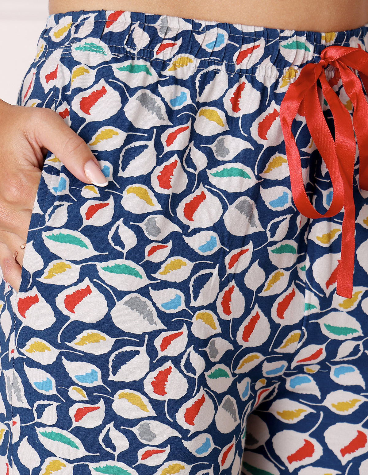 Red & Blue Cotton Nightsuit for Women by Bodycare – Printed T-Shirt & Pyjama Set-BSLS11076