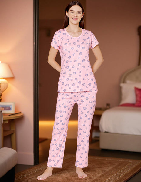 Bodycare Womens Spandex Digital Printed Tshirt & Pyjama Set BSLS13009