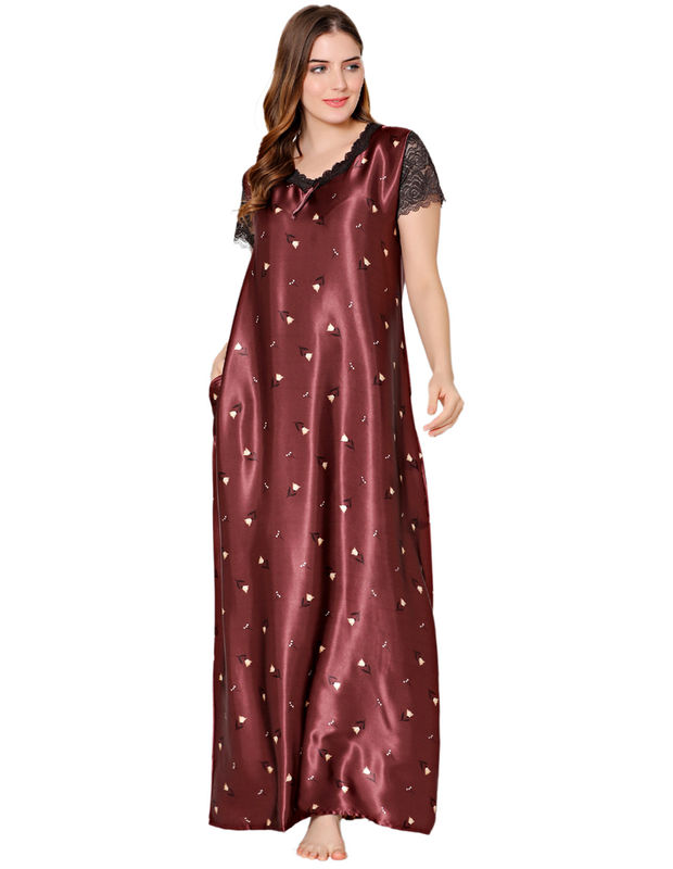 satin night dress for older ladies LuxeNights Mature Elegant Satin Camisole Dress Floral Print Mesh Robe Women Sleepwear 2-Piece Set