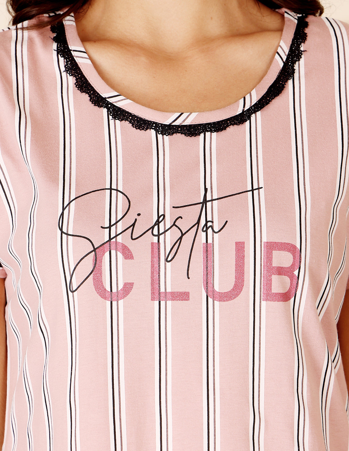 Women’s Pink Short Nighties by Bodycare – Comfortable Cotton Knee-Length Nightdress-BSN9013