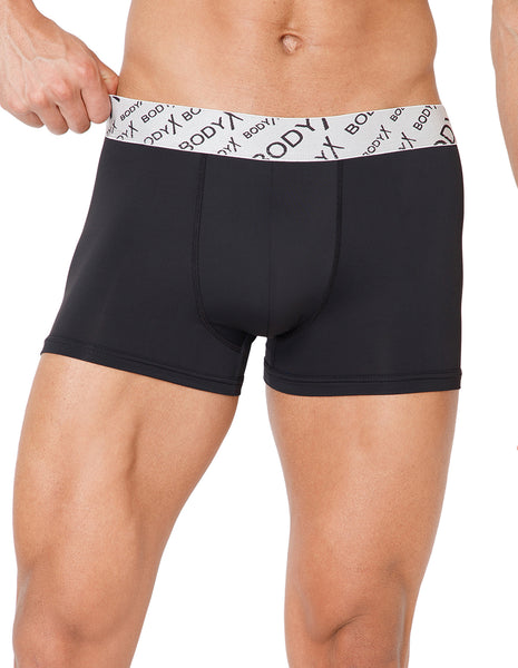 BodyX Men Solid Nylon Lycra Trunks-BX101T-BLACK