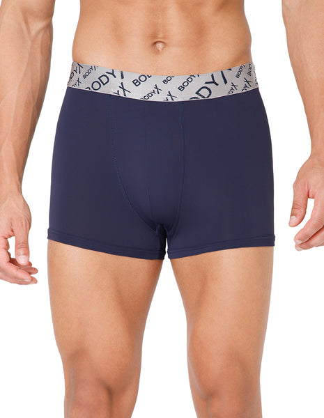 BodyX Men Solid Nylon Lycra Trunks-BX101T-NAVY