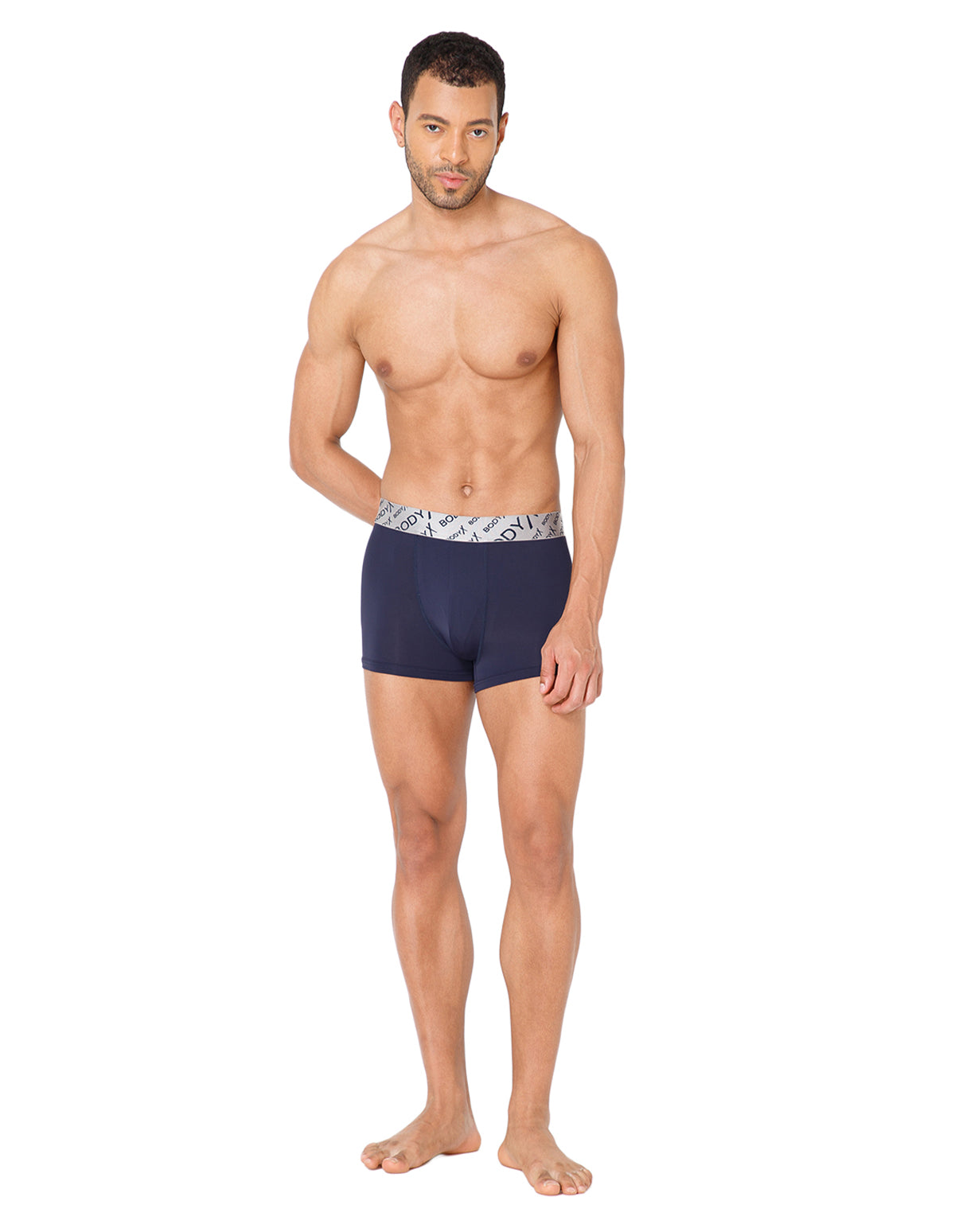 BodyX Men Solid Nylon Lycra Trunks-BX101T-NAVY