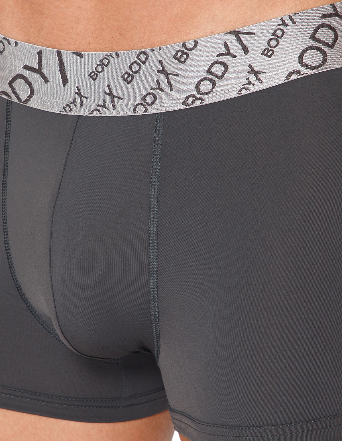 BodyX Men Solid Nylon Lycra Trunks-BX101T-STEEL GREY