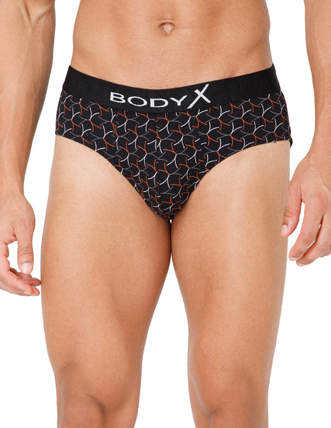 BodyX Men Printed Cotton Super combed Brief-BX1101B-P10-ASSORTED
