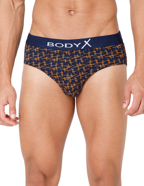 BodyX Men Printed Cotton Super combed Brief-BX1101B-P3-ASSORTED