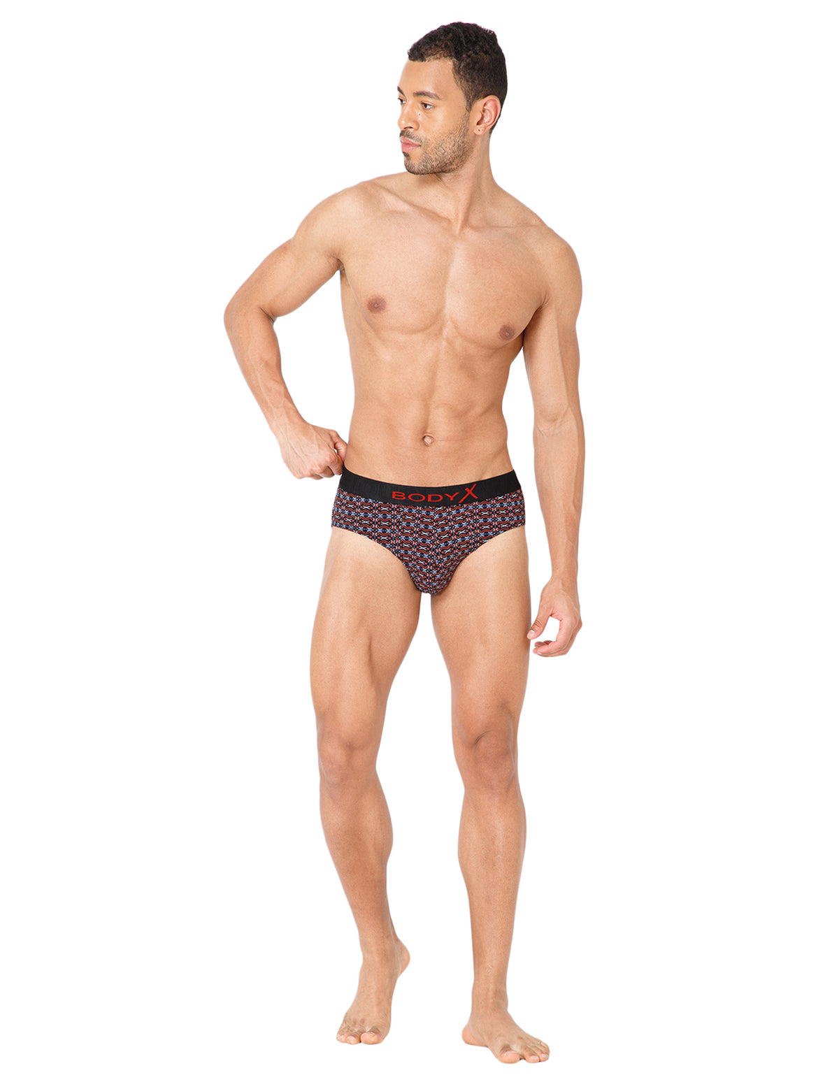 BodyX Men Printed Cotton Super combed Brief-BX1101B-P4-ASSORTED