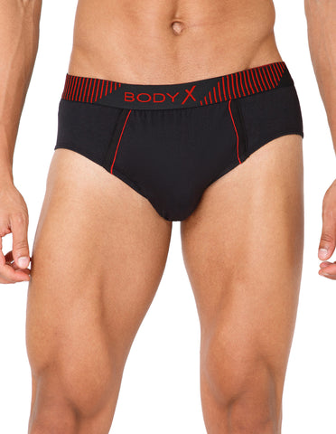 BodyX Men Solid Cotton Super combed Brief-BX1103B-BLK