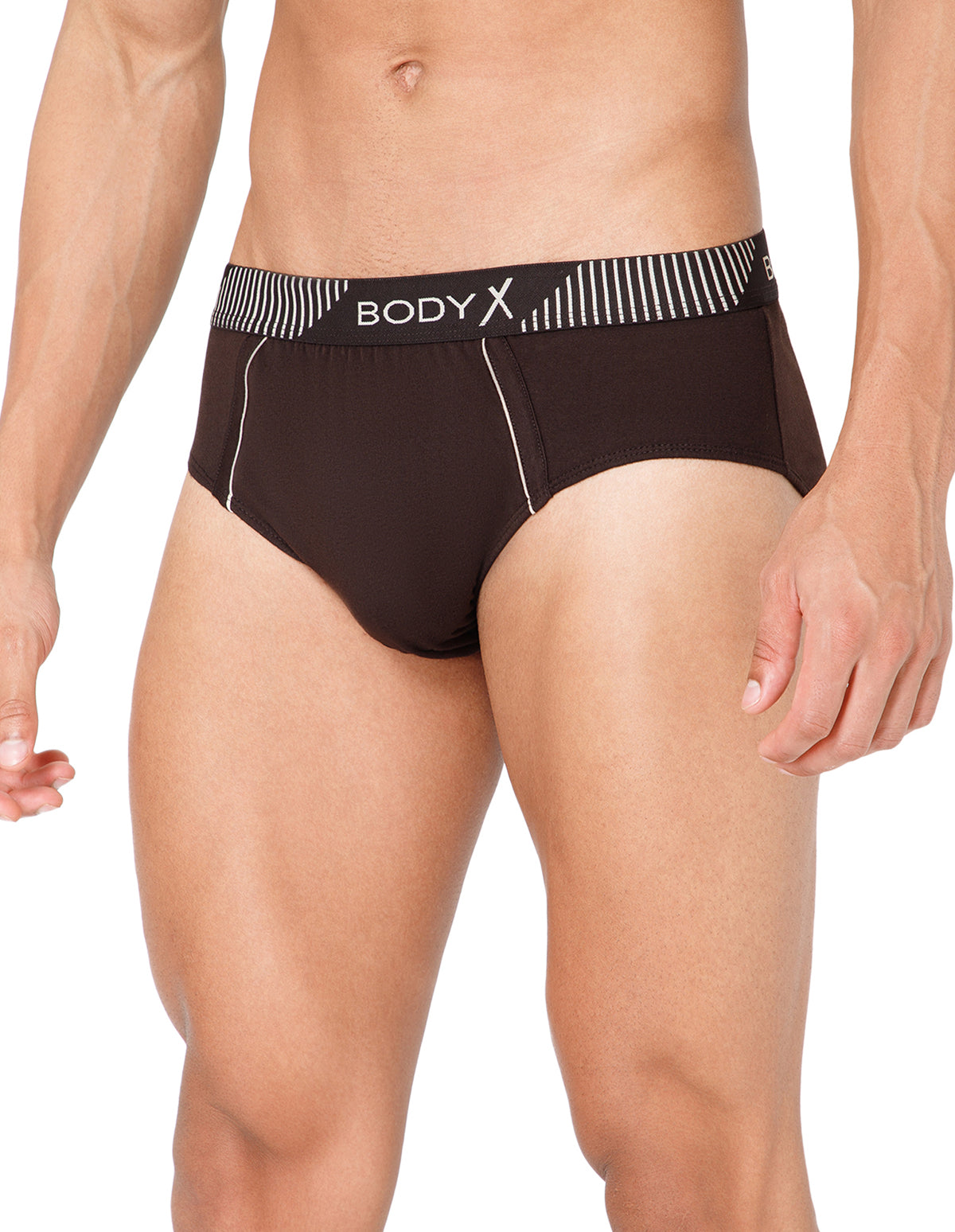 BodyX Men Solid Cotton Super combed Brief-BX1103B-BRWN-ASSORTED