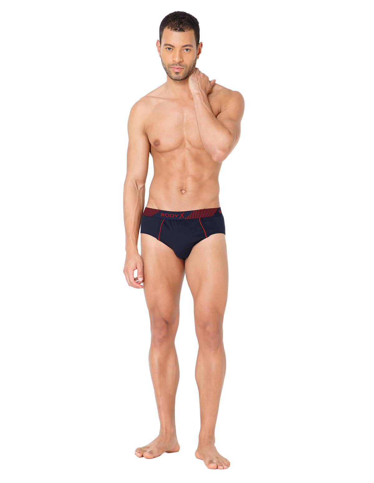 BodyX Men Solid Cotton Super combed Brief-BX1103B-NVY-ASSORTED