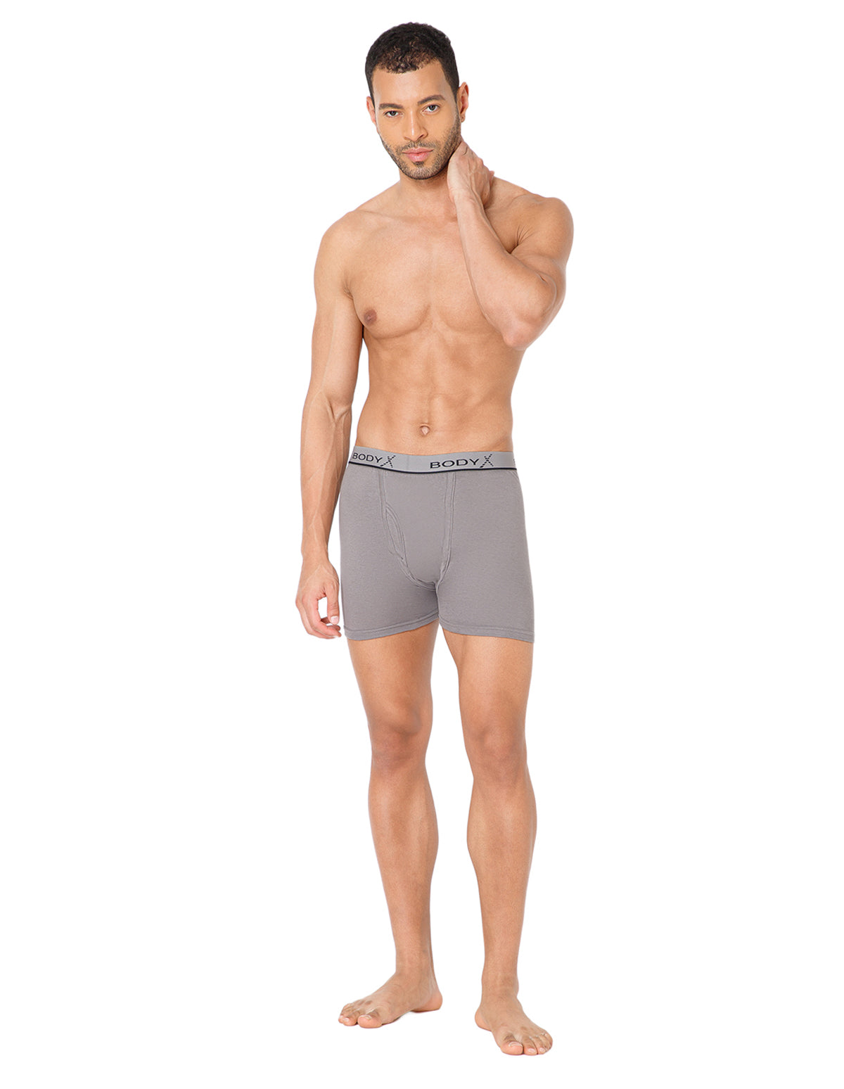 BodyX Men Solid Cotton Super combed Trunk-BX1106T-GREY-ASSORTED