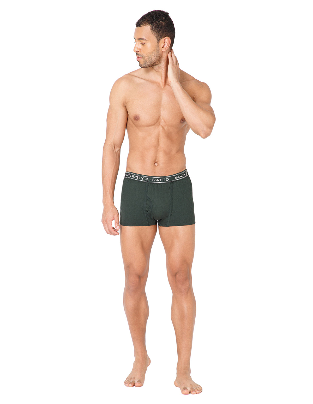 BodyX Men Solid Cotton Super combed Trunk-BX1115T-OLV