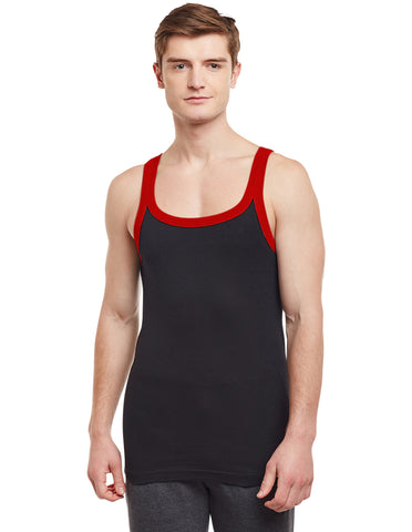 Super Combed Cotton Rib Square Neck Sleeveless Vest Black BX212BLK