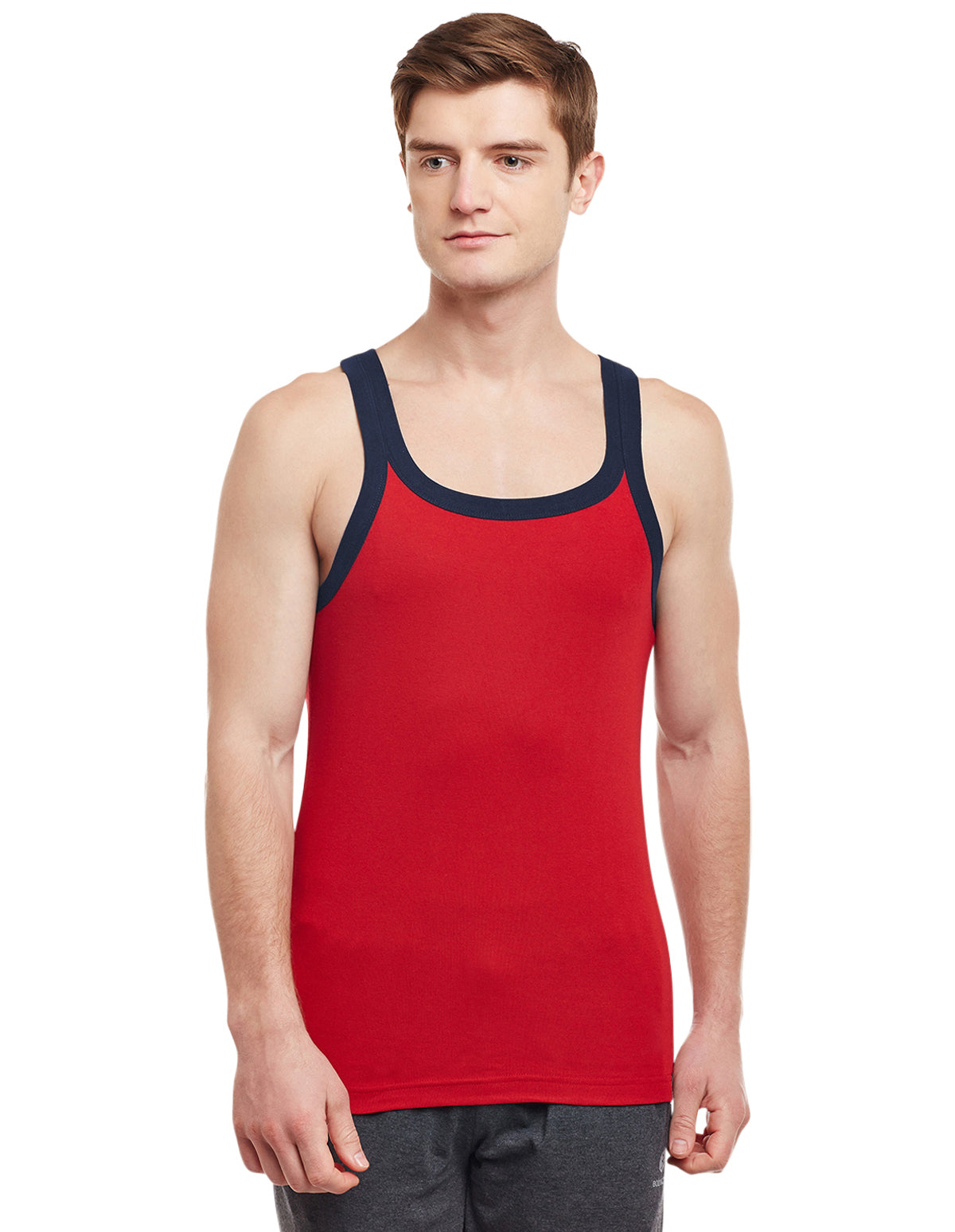 Super Combed Cotton Rib Square Neck Sleeveless Vest RED BX212RED