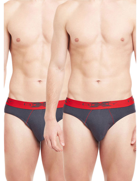 BodyX Solid Briefs-Pack of 2-BX21B_Dark Grey Melange