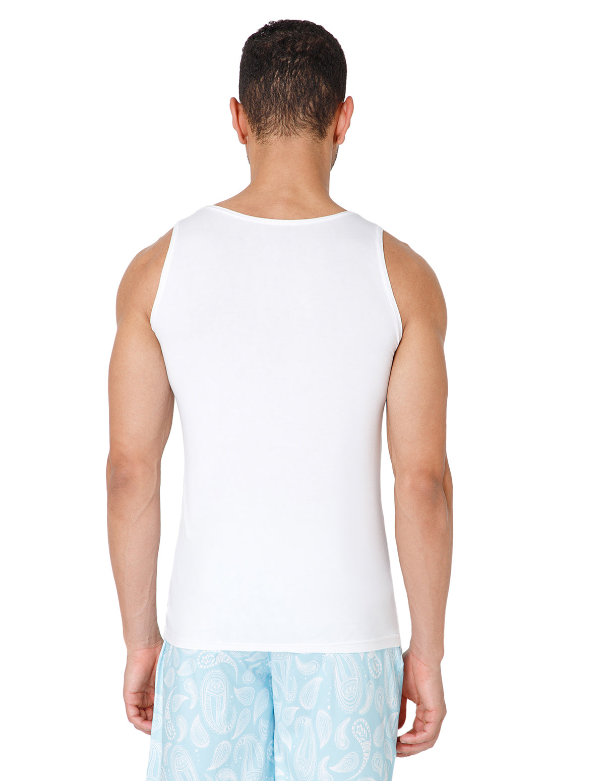 BodyX Ribbed Regular White Micro Modal Vests-BX222