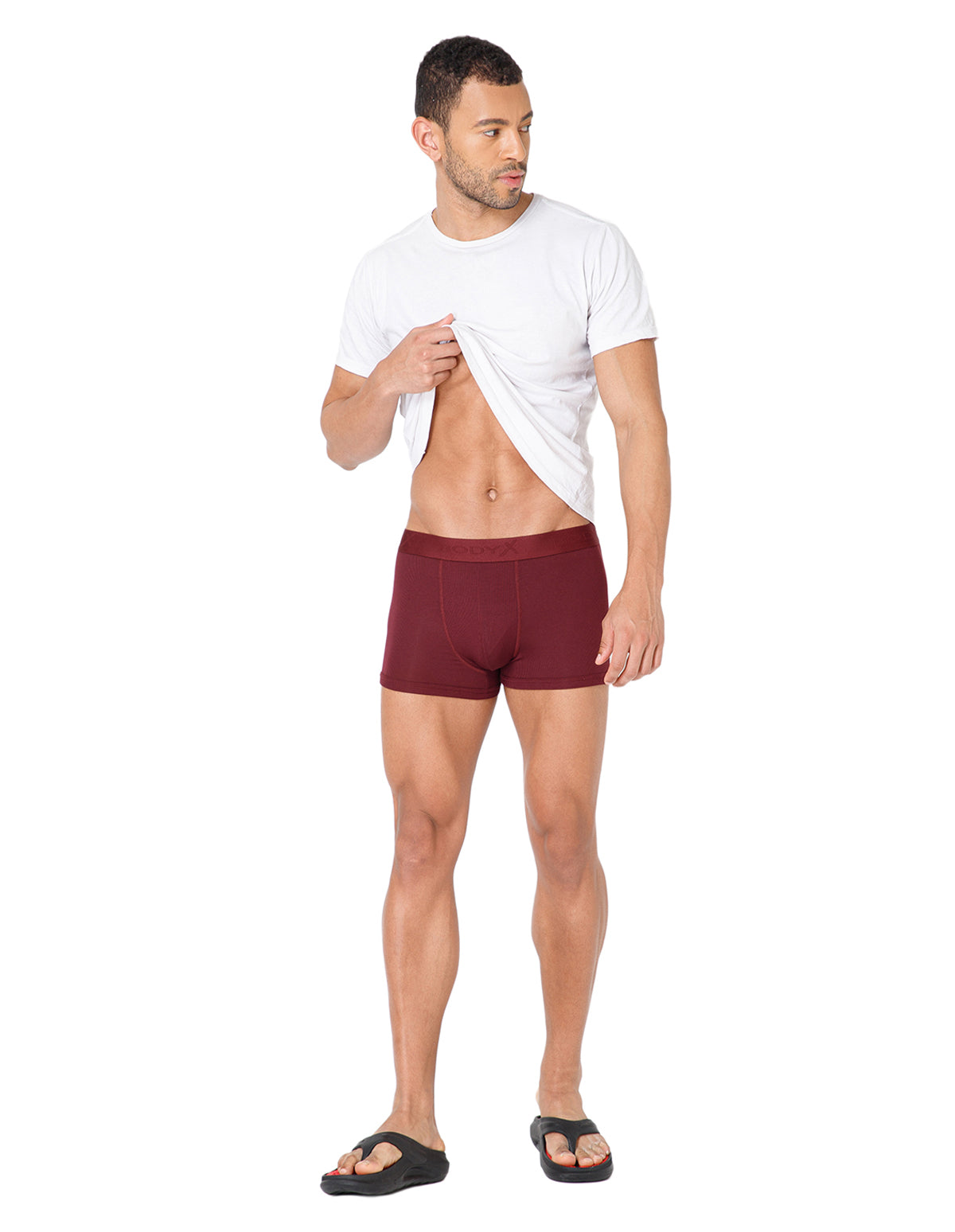 BodyX Men Solid Micro Modal Rib Trunks-BX303T-MARN