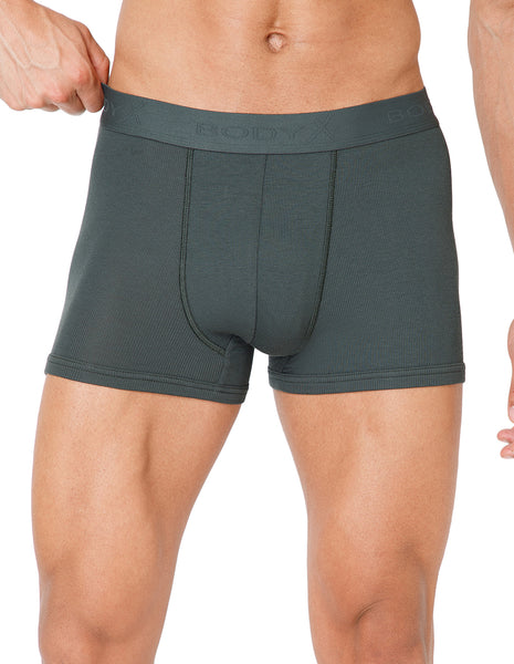BodyX Men Solid Micro Modal Rib Trunks-BX303T-OLIVE