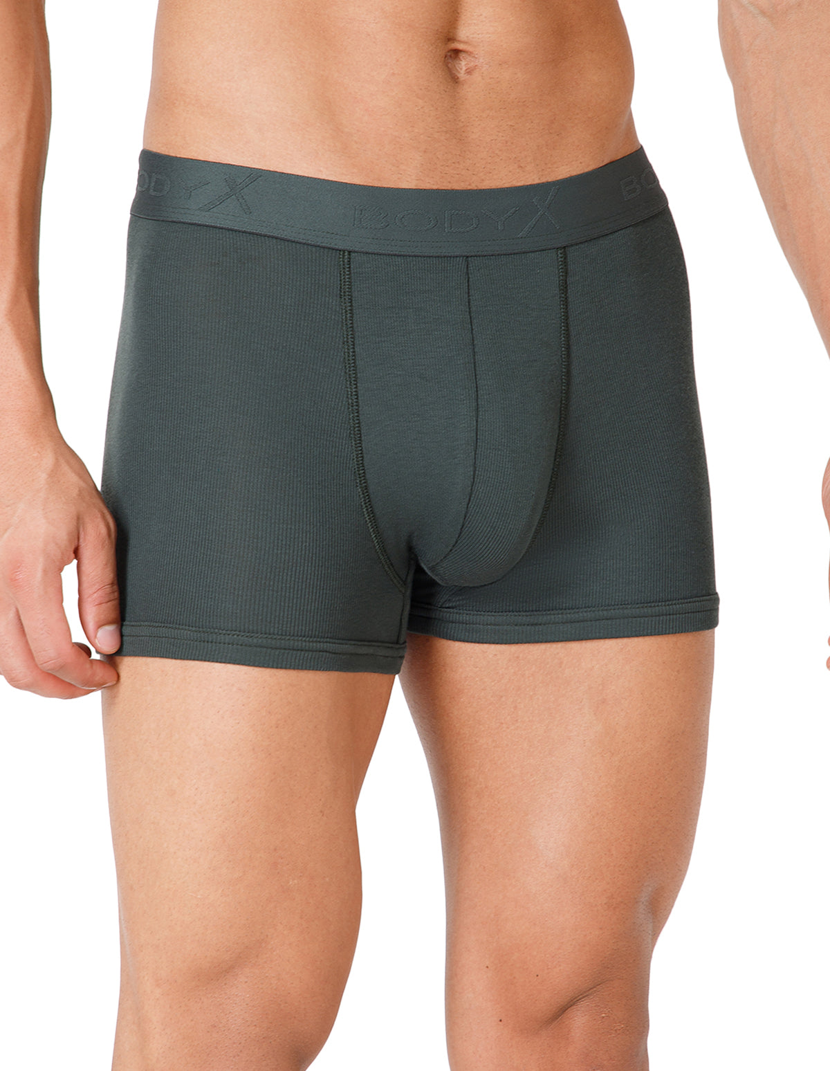 BodyX Men Solid Micro Modal Rib Trunks-BX303T-OLIVE
