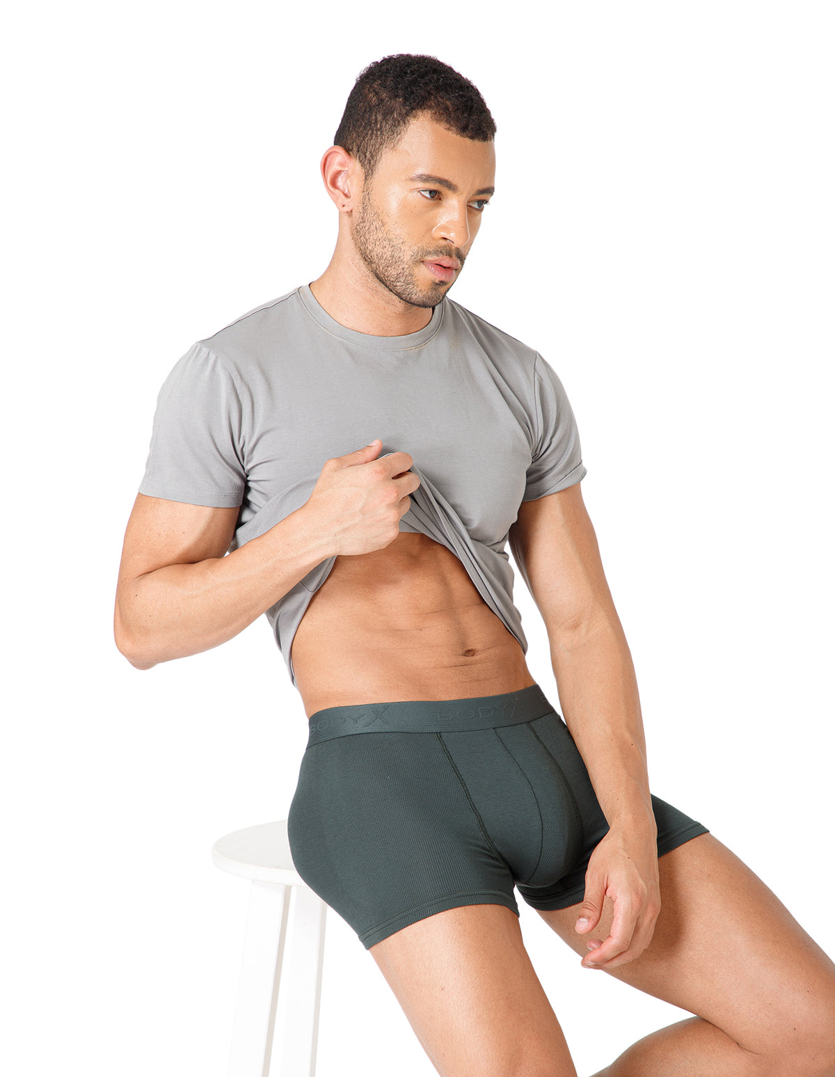BodyX Men Solid Micro Modal Rib Trunks-BX303T-OLIVE