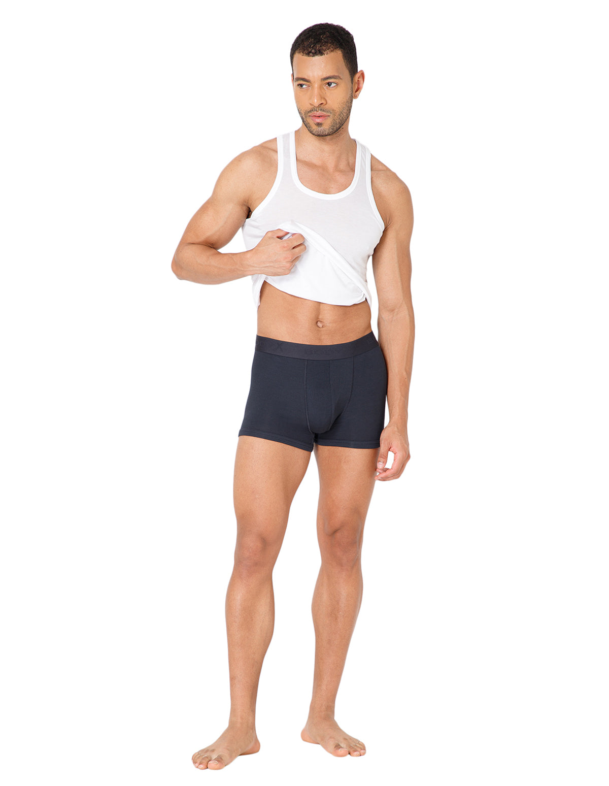BodyX Men Solid Micro Modal Rib Trunks-BX303T-STGREY