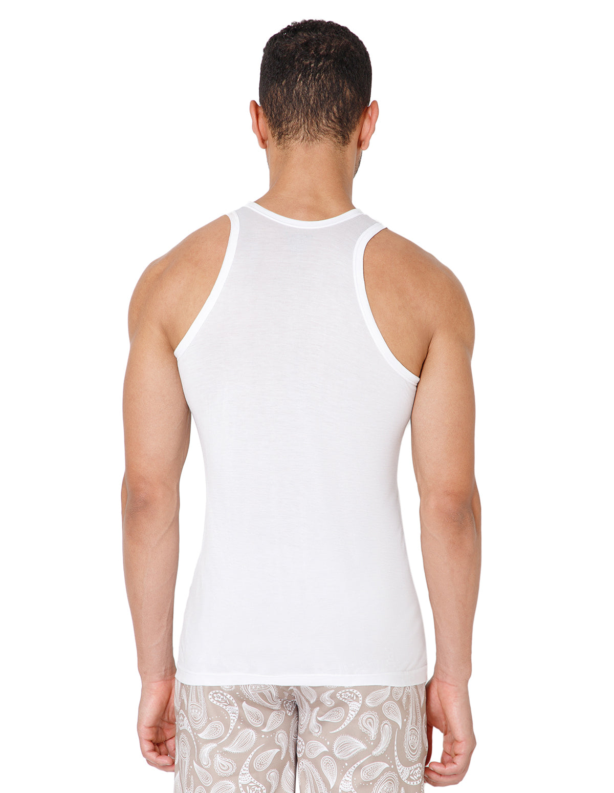 BodyX Ribbed Super Soft Micro Modal White Vests-SUPERIA-BX309