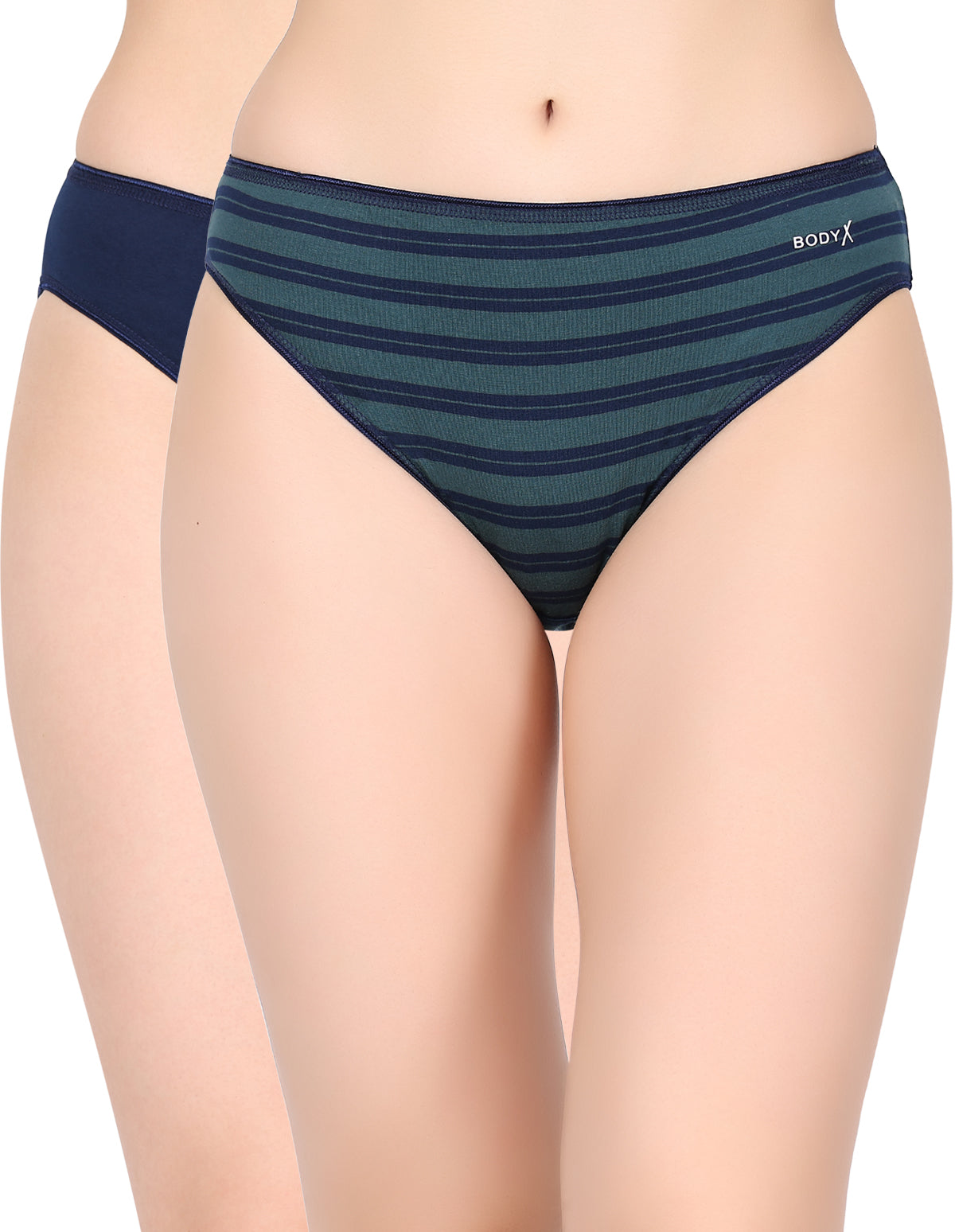 BodyX Womens Combed Cotton Spandex Assorted Premium Bikini Panty BX509-Pack Of 2