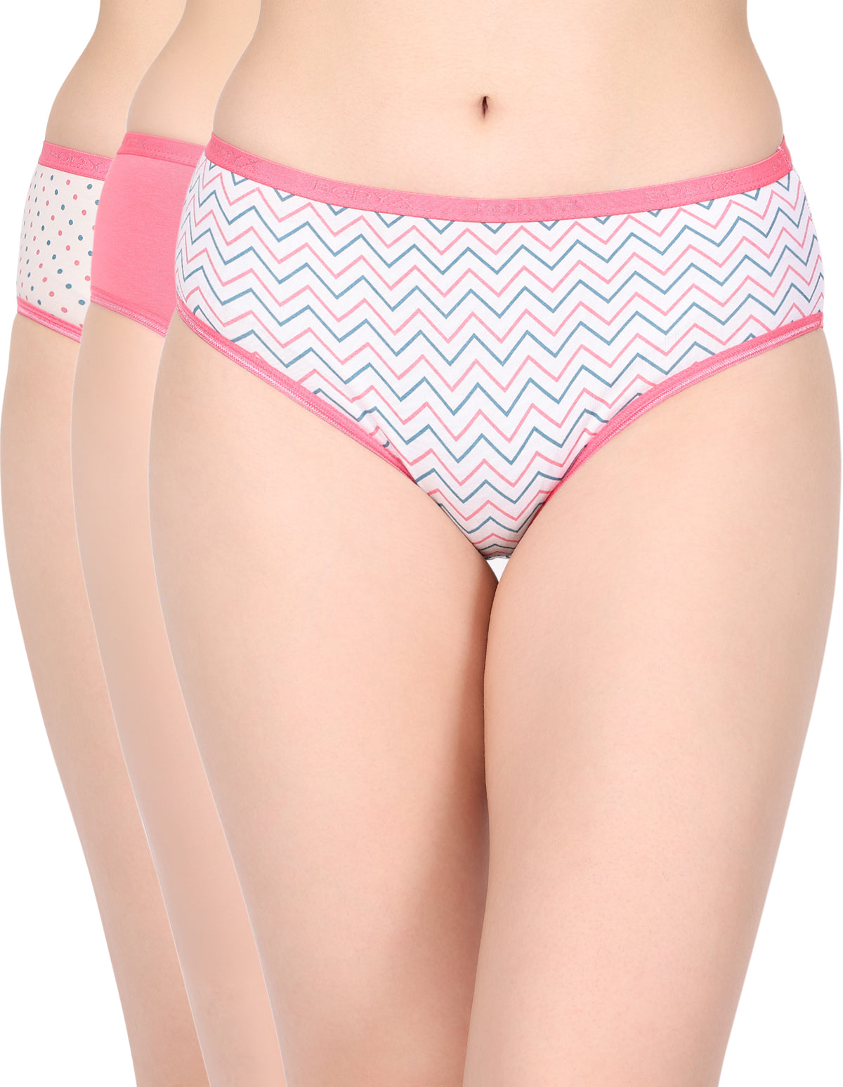 BodyX Womens Combed Cotton Spandex Assorted Premium Panty BX512-Pack Of 3