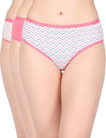 BodyX Womens Combed Cotton Spandex Assorted Premium Panty BX512-Pack Of 3