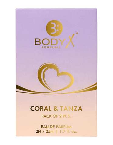 BodyX Unisex Perfume CORAL EDP 25ML + TANZA EDP 25 ML- SET OF 2
