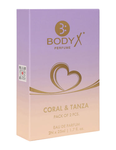 BodyX Unisex Perfume CORAL EDP 25ML + TANZA EDP 25 ML- SET OF 2
