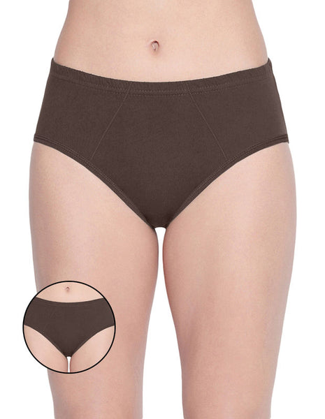 Bodycare Pack of 2 100% Cotton Sanitary Panties in Assorted Colors-11-B-Brown