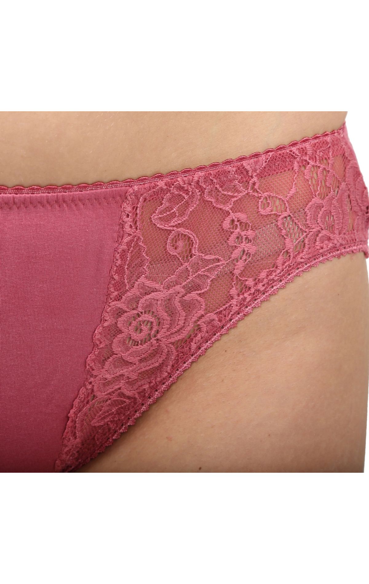 Bodycare Pack of 3 Bikini Style Cotton Briefs in Assorted colors with Contrast Lacy sides-E1452