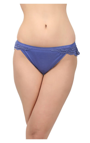 Bodycare Pack of 3 Bikini Style Cotton Briefs in Assorted colors with Lace detail-E1476