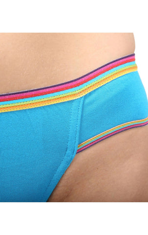 Bodycare Pack of 3 Bikini Style Cotton Briefs in Assorted colors with Multi Coloured Striped waist band-E1477