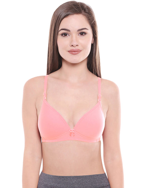 Lightly Padded Bra-6552PINK with free transparent strap