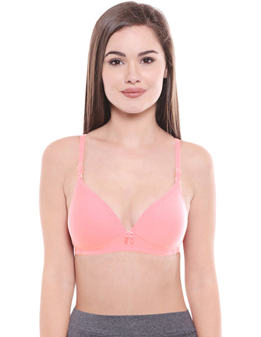 Lightly Padded Bra-6552PINK with free transparent strap