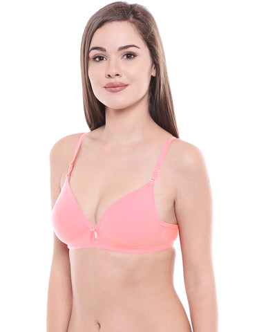 Lightly Padded Bra-6552PINK with free transparent strap