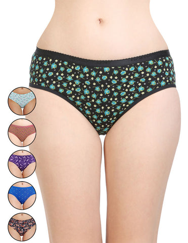 Bodycare Pack of 6 Printed Hipster Briefs Deluxe Panties in Assorted Color - E9600-6PCS-B