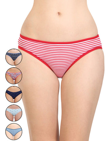 Bodycare Pack of 6 Printed Bikini Briefs Deluxe Panties in Assorted Color - E9700-6PCS-B