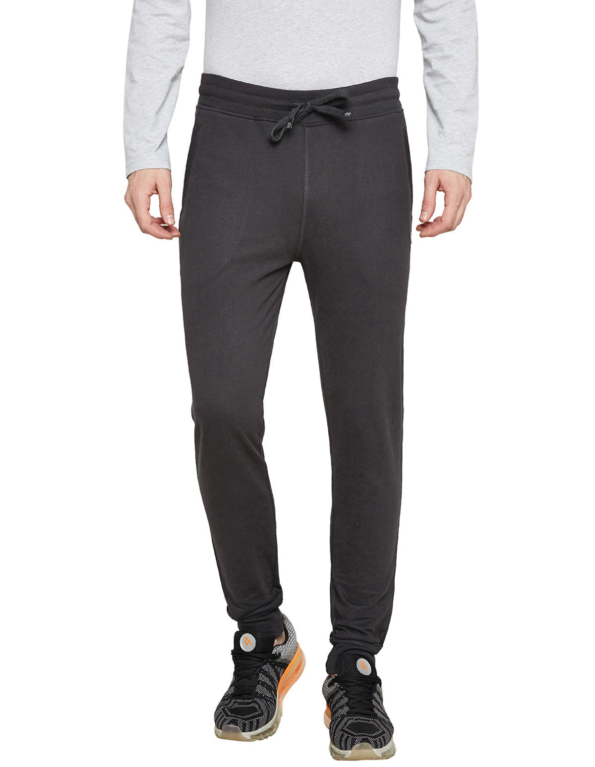 Bodyactive Charcoal Melange Track Pant-L12-CHRMEL