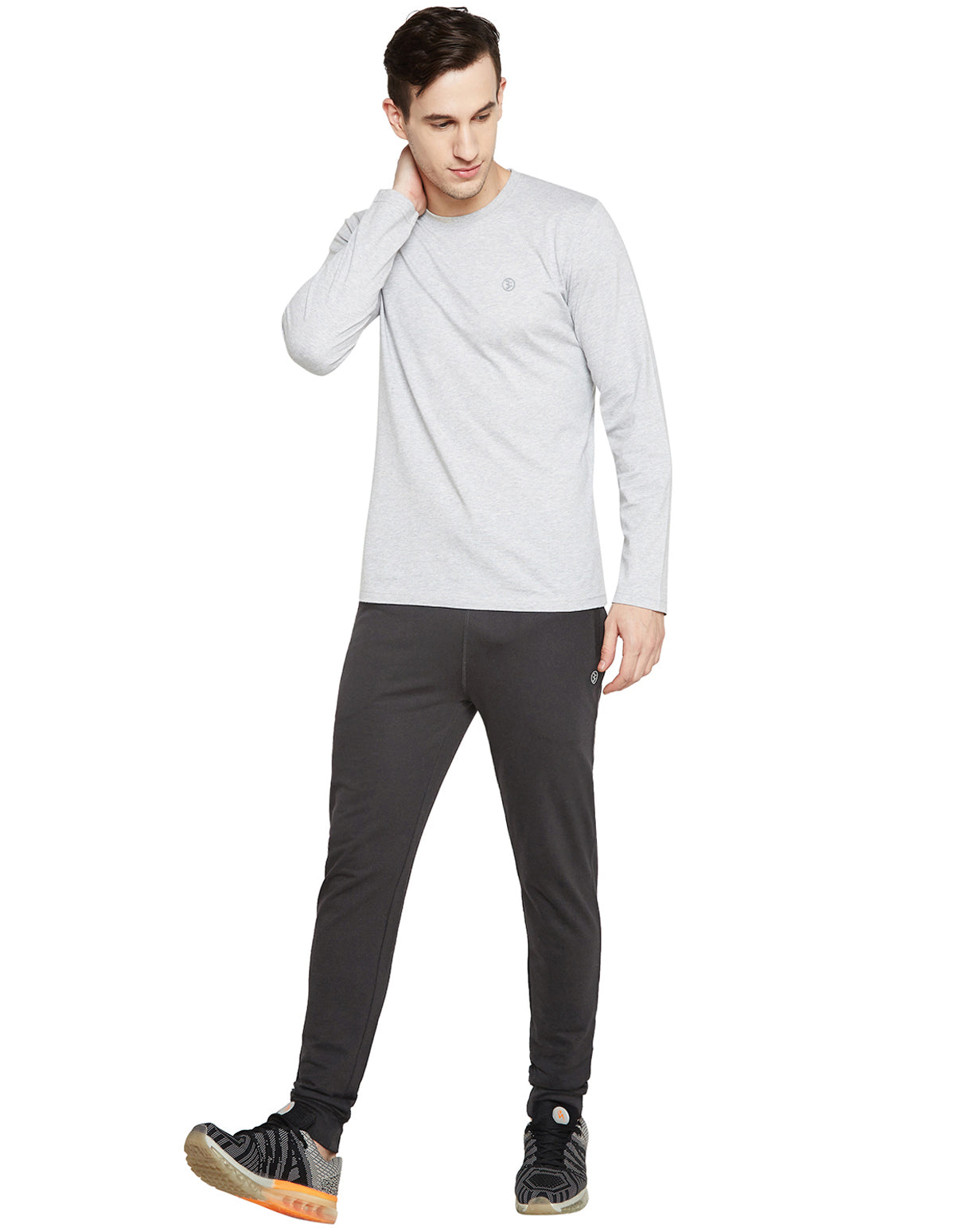 Bodyactive Charcoal Melange Track Pant-L12-CHRMEL