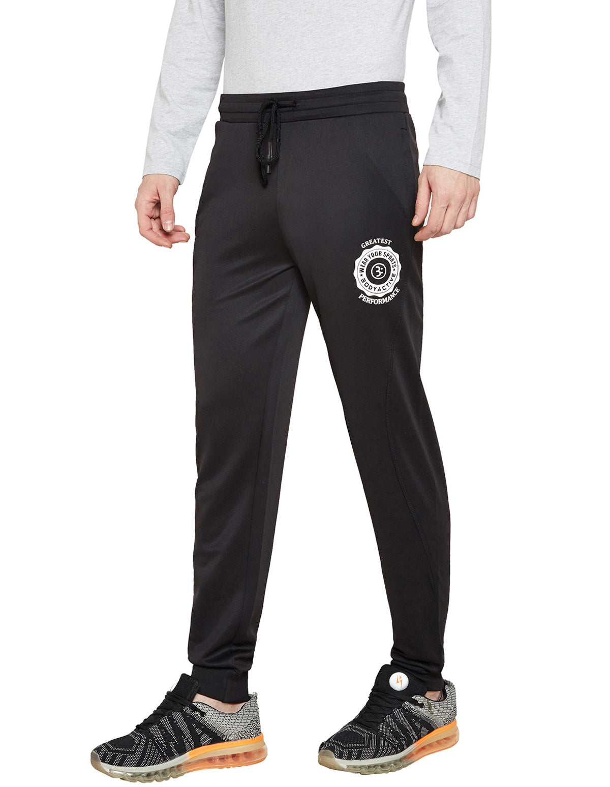 Bodyactive Black Track Pant with Zipper pocket-L15-BLK
