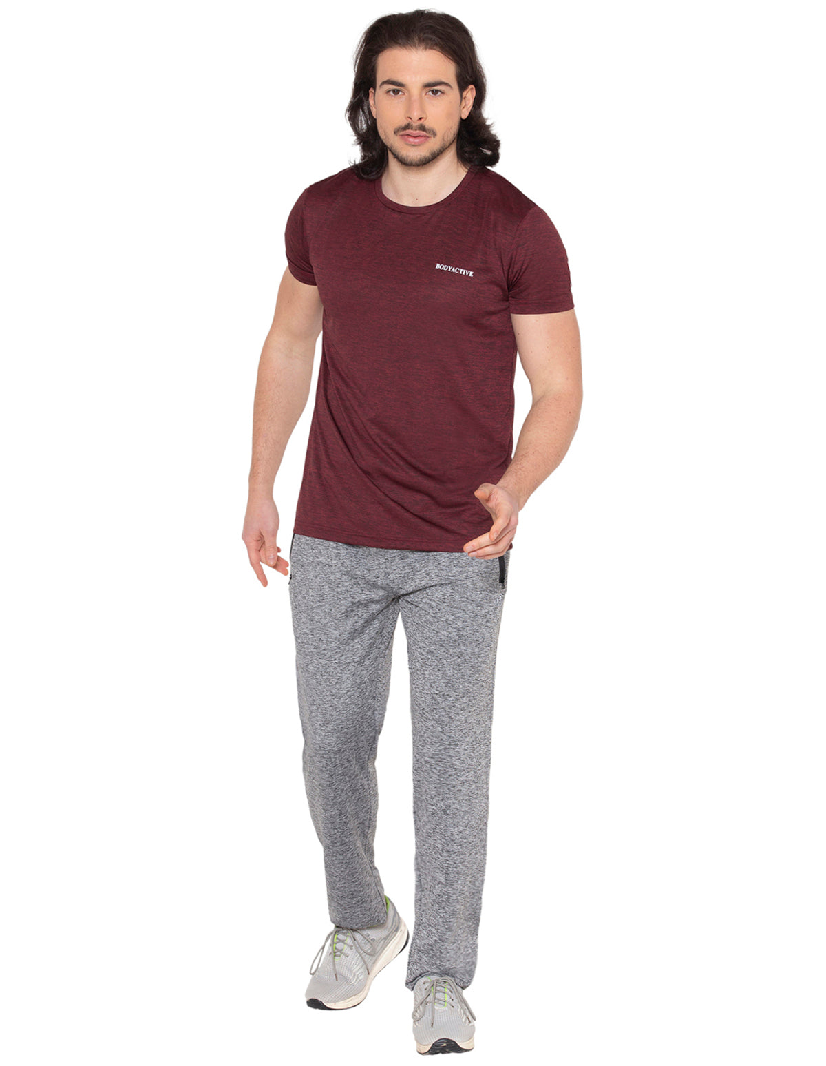 Bodyactive Polyester Sports Trackpants for Men-L23-GRML