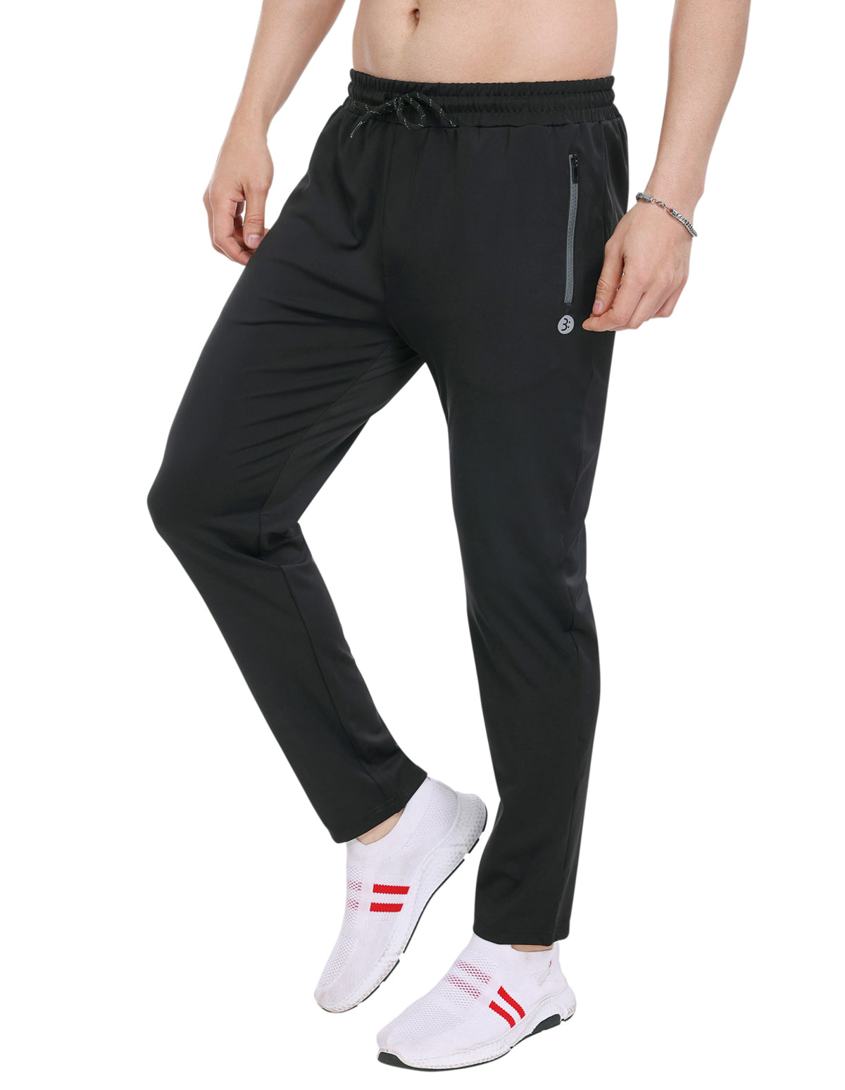 Bodyactive Black 4 Way Stretchable Poly Spandex Men's Trackpant L28-BLK