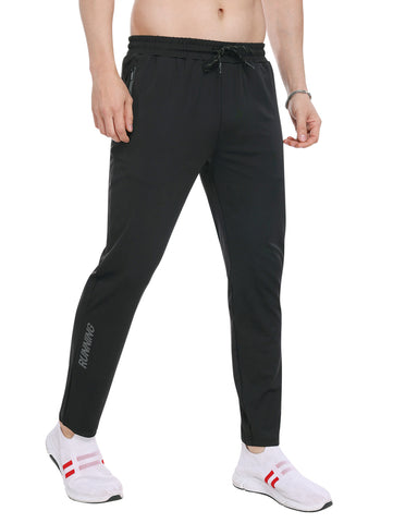 Bodyactive Black 4 Way Stretchable Poly Spandex Men's Trackpant L28-BLK